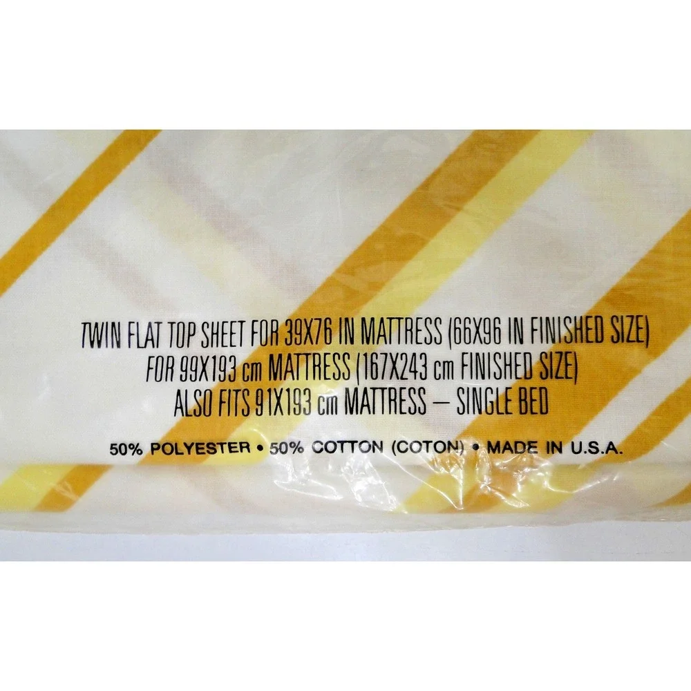 NOS Vtg Cannon Monticello Twin Flat Sheet Diagonal Fantasy‎ Stripes 50/50